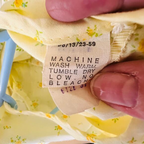 Bloome de Jeune Fille Yellow Floral Prairie Dress Girls 3T Puff Sleeve Vtg 70s - Picture 9 of 10